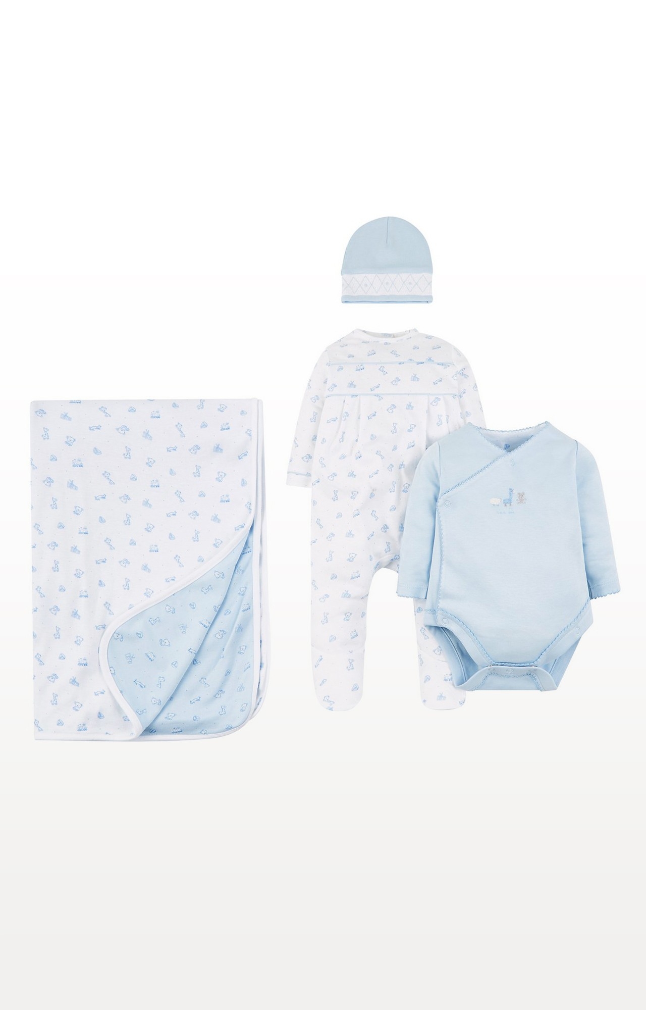 Mothercare | Blue Printed Romper Set 1
