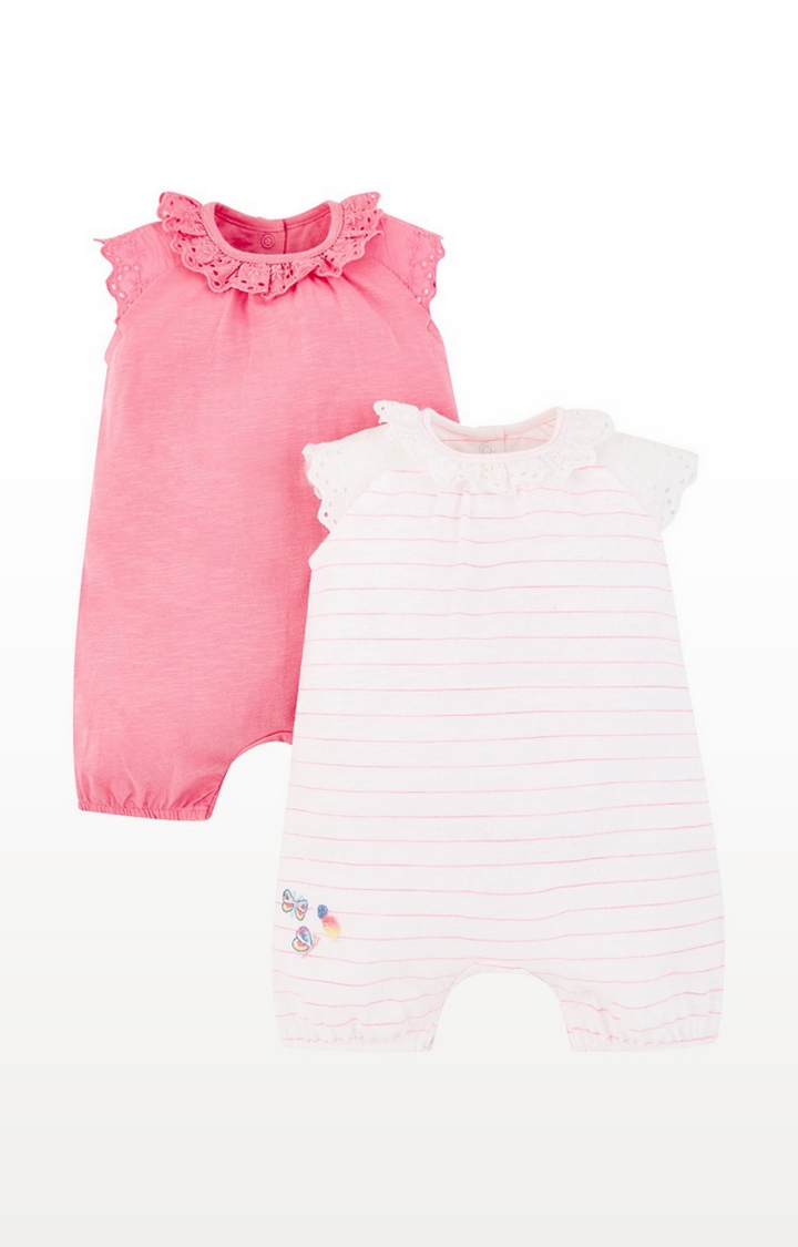 Mothercare | Pink Broderie Rompers - 2 Pack 0