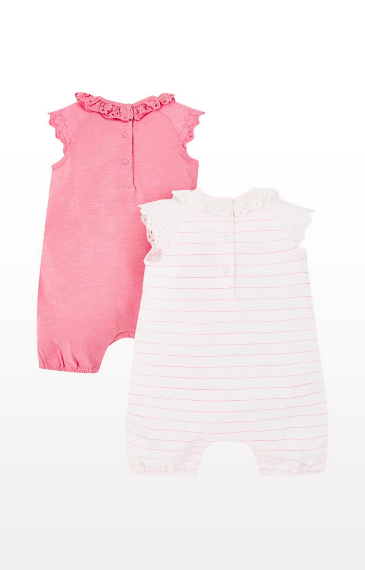 Mothercare | Pink Broderie Rompers - 2 Pack 1