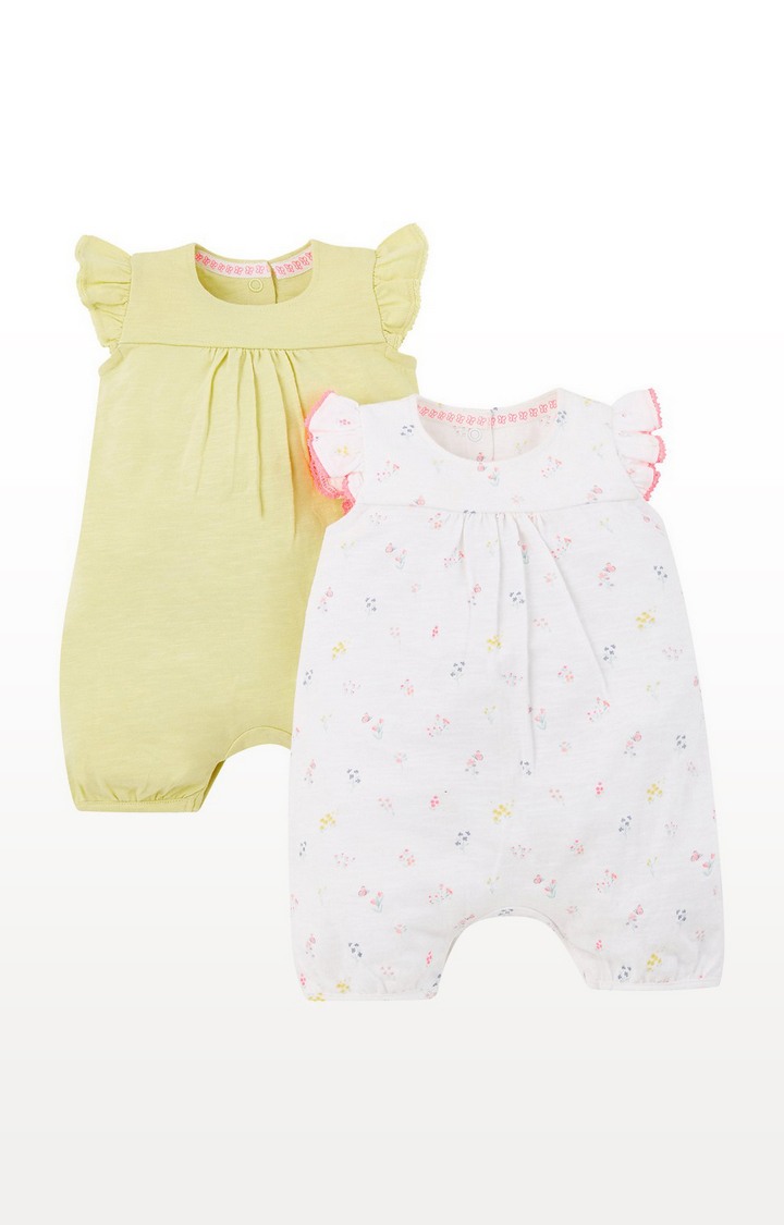 Lemon Yellow Rompers - 2 Pack