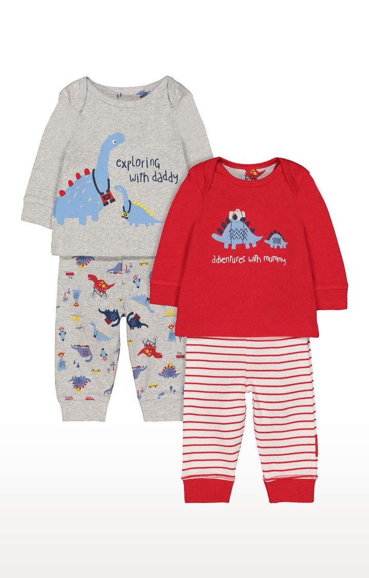 Mothercare | Red & Grey Printed Nightsuit - Pack of 2 0