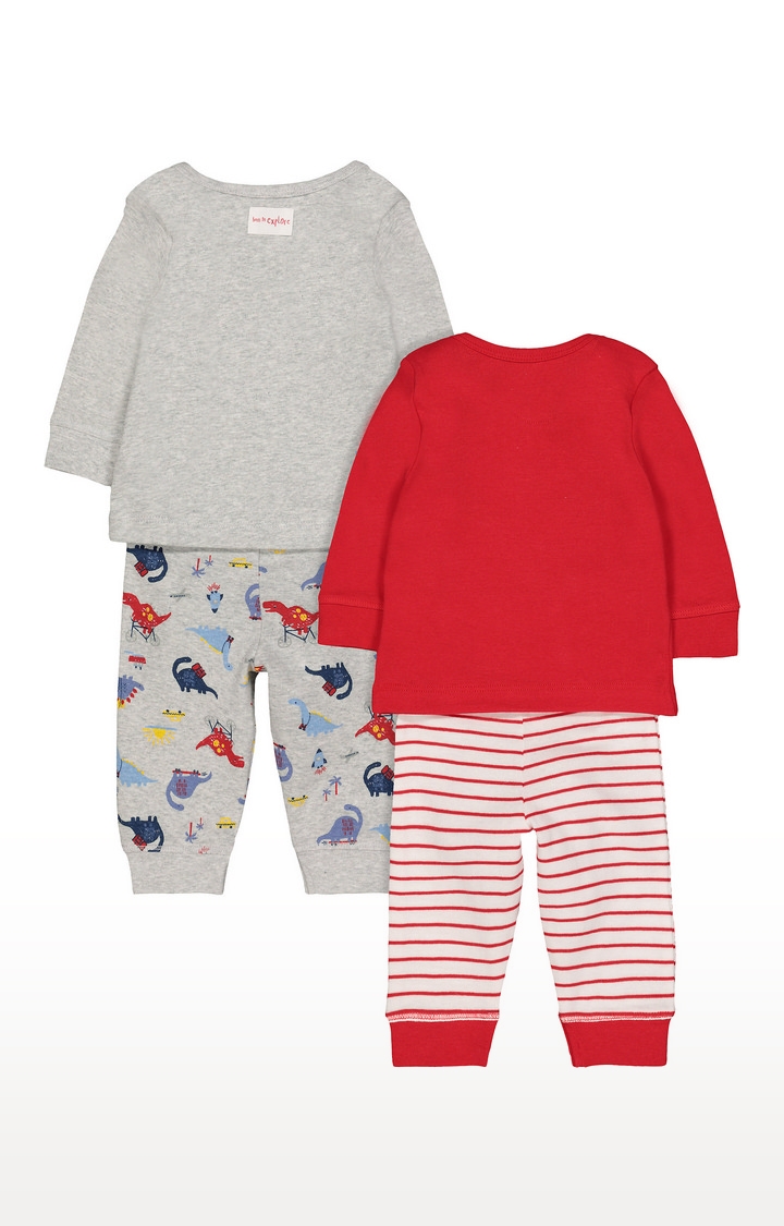 Mothercare | Red & Grey Printed Nightsuit - Pack of 2 1