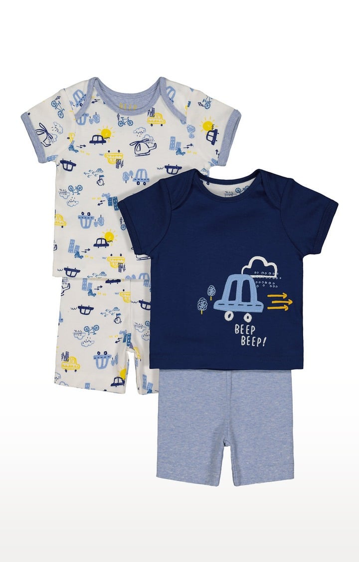 Blue Printed Nightsuit - Pack of 2