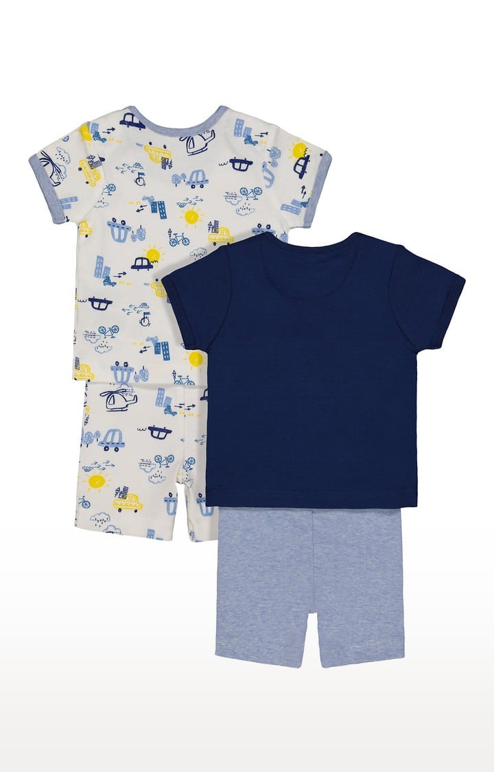 Blue Printed Nightsuit - Pack of 2