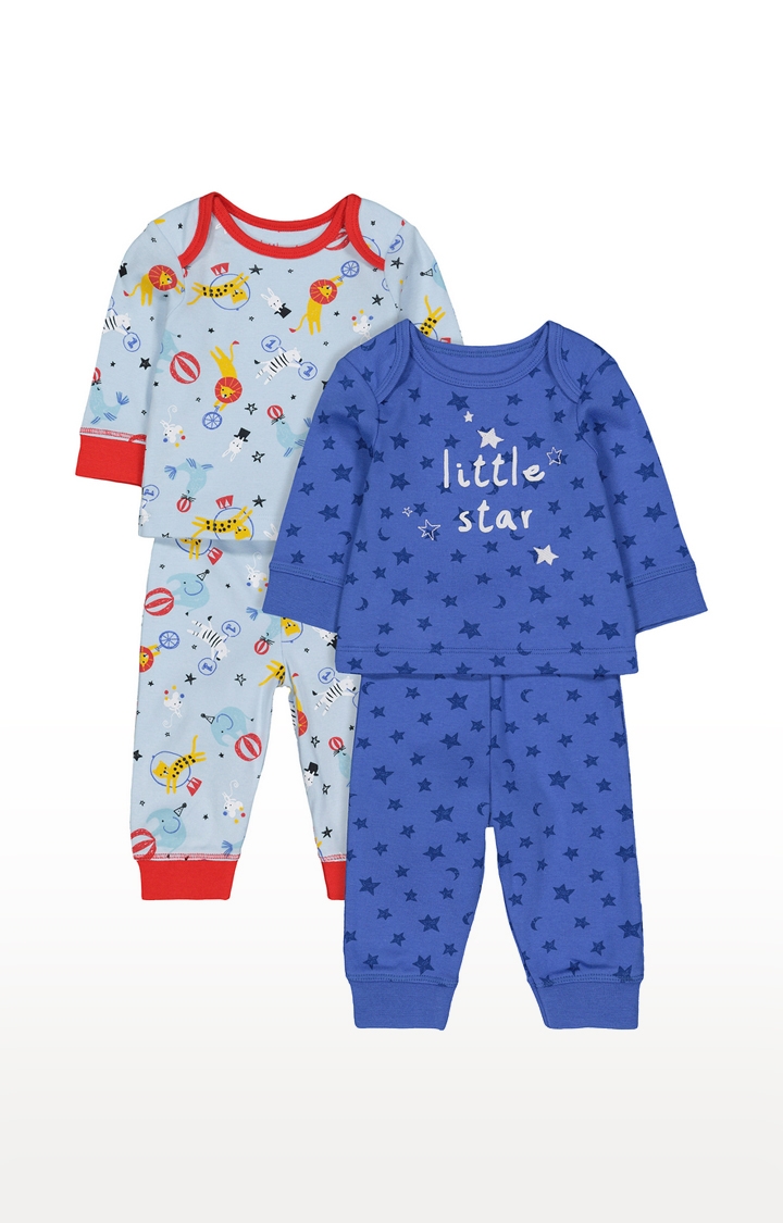 Mothercare | Blue and Red Printed Nightsuit - Pack of 2 0