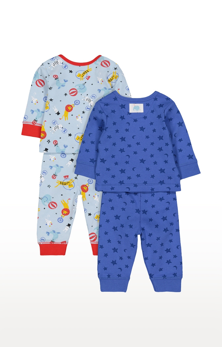 Mothercare | Blue and Red Printed Nightsuit - Pack of 2 1