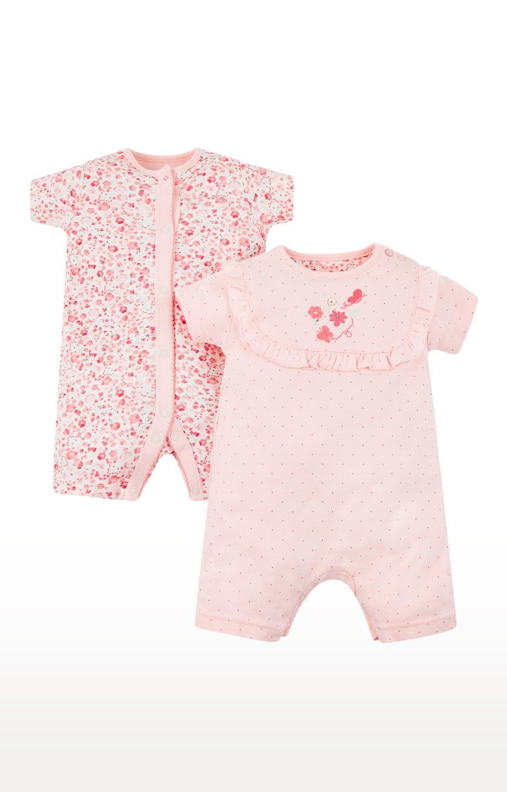 Pink Printed Romper - Pack of 2