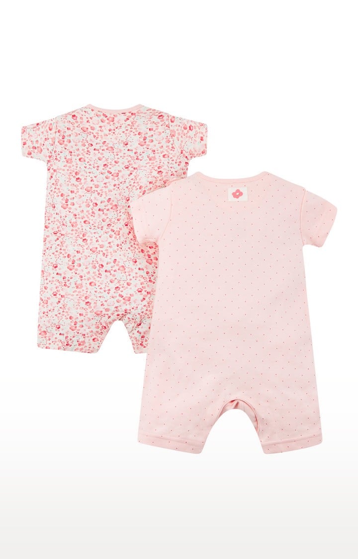 Pink Printed Romper - Pack of 2