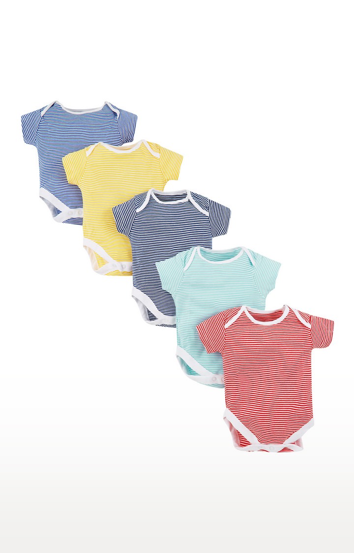 Multicoloured Striped Romper - Pack of 5