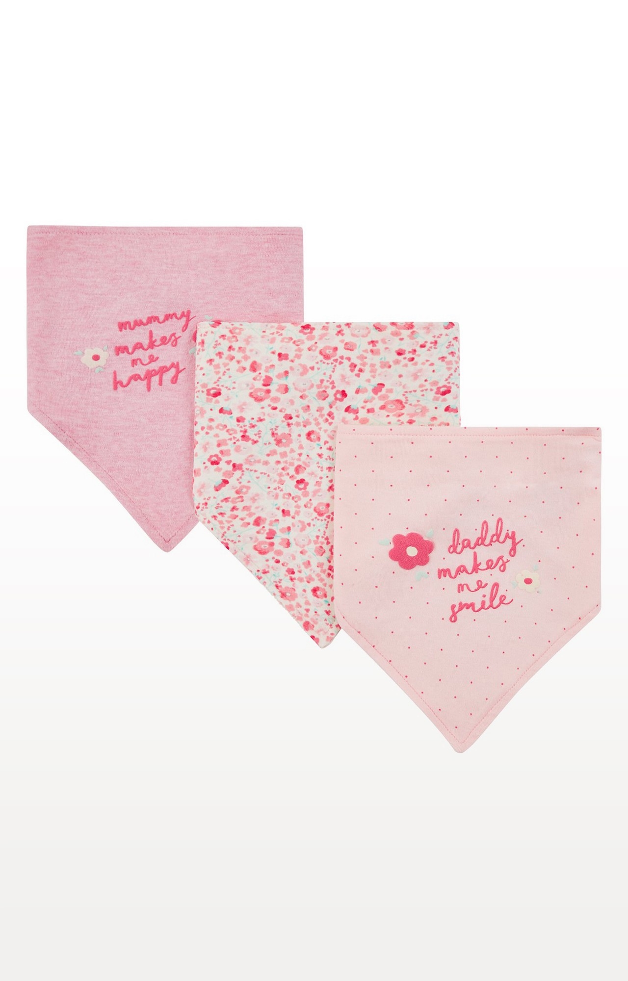 Mothercare | Pink Printed Bibs - Pack of 3 1