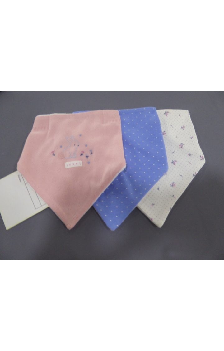 Pink, Blue and White Printed Bibs - Pack of 3