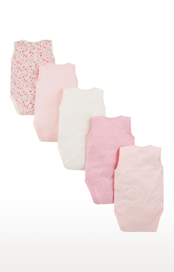Mothercare | White and Pink Printed Romper - Pack of 5 1