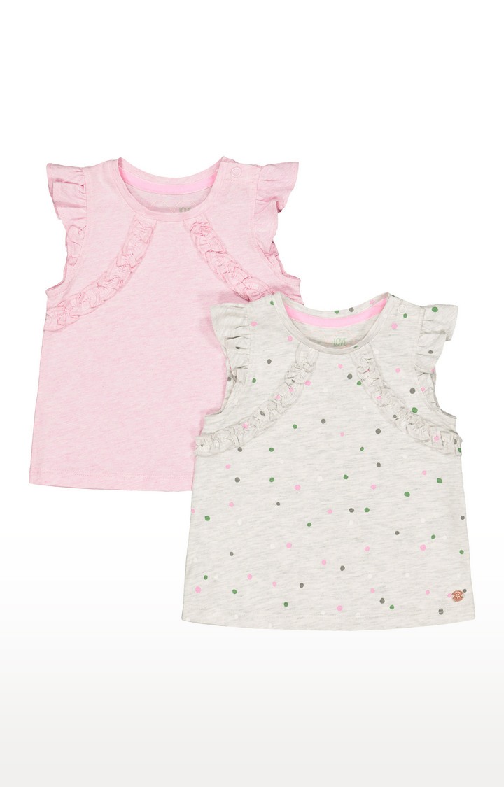 Grey & Pink Printed Top - Pack of 2