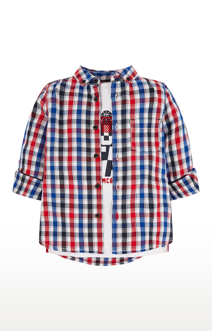 Mothercare | Red and White Printed T-Shirt and Shirt Set 0