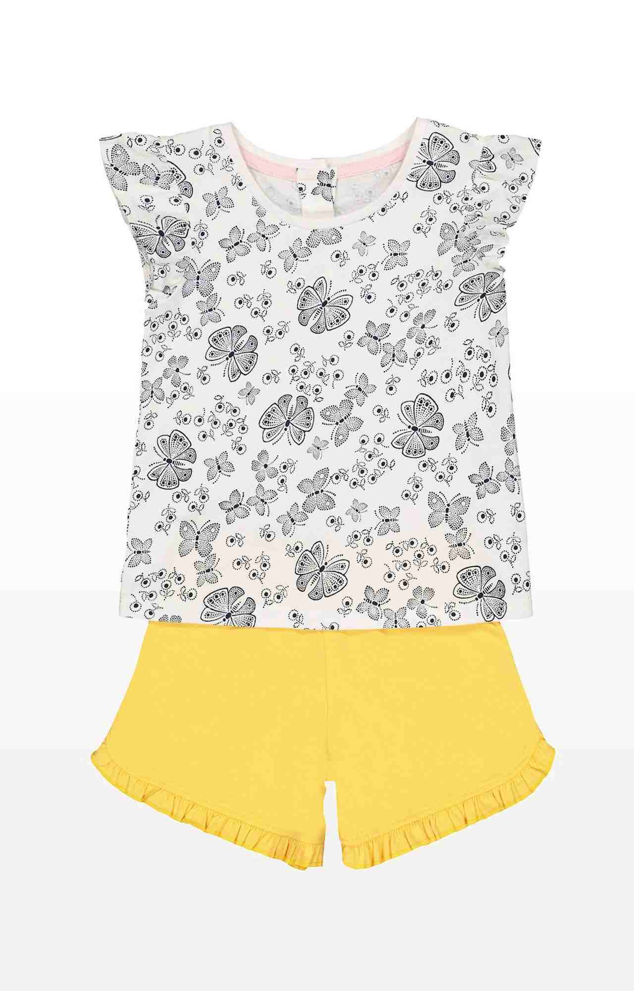 Multicoloured Printed Butterfly T-Shirt and Shorts Set