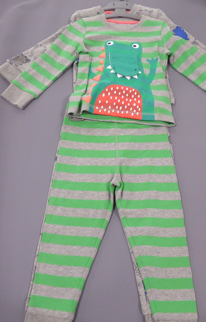 Green & Grey Printed Nightsuit - Pack of 2