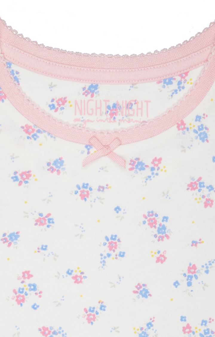 Pink & White Printed Night Dress - Pack of 2