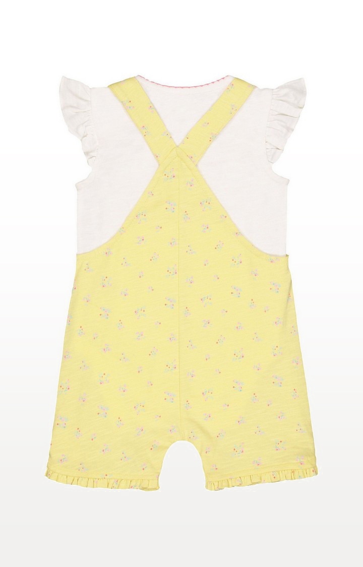 Mothercare | Yellow Floral Bibshorts And White Bodysuit Set 1