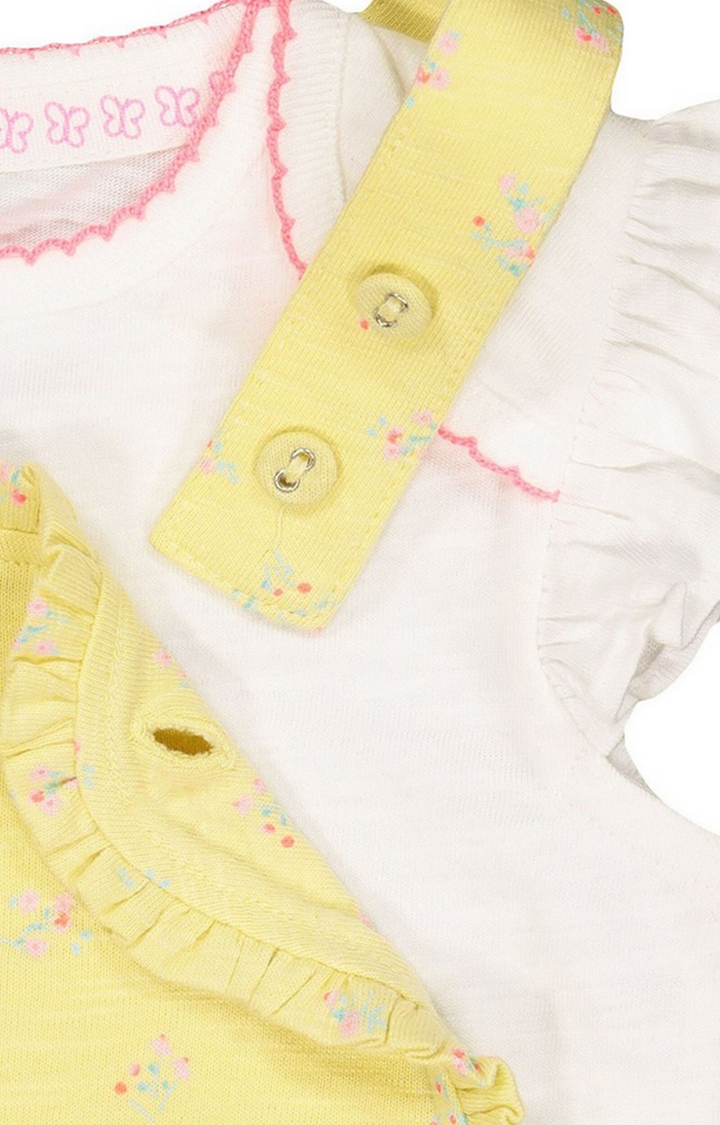Mothercare | Yellow Floral Bibshorts And White Bodysuit Set 3