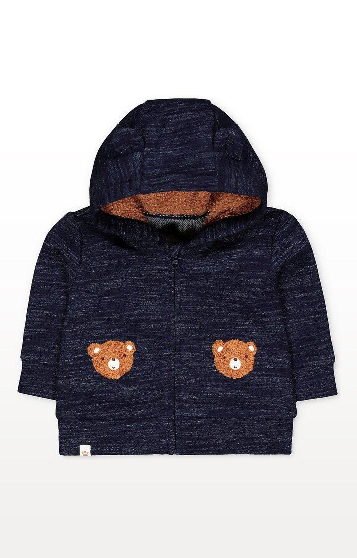 tntntutu - Blue Green Fleece Hoodie with Bear Print