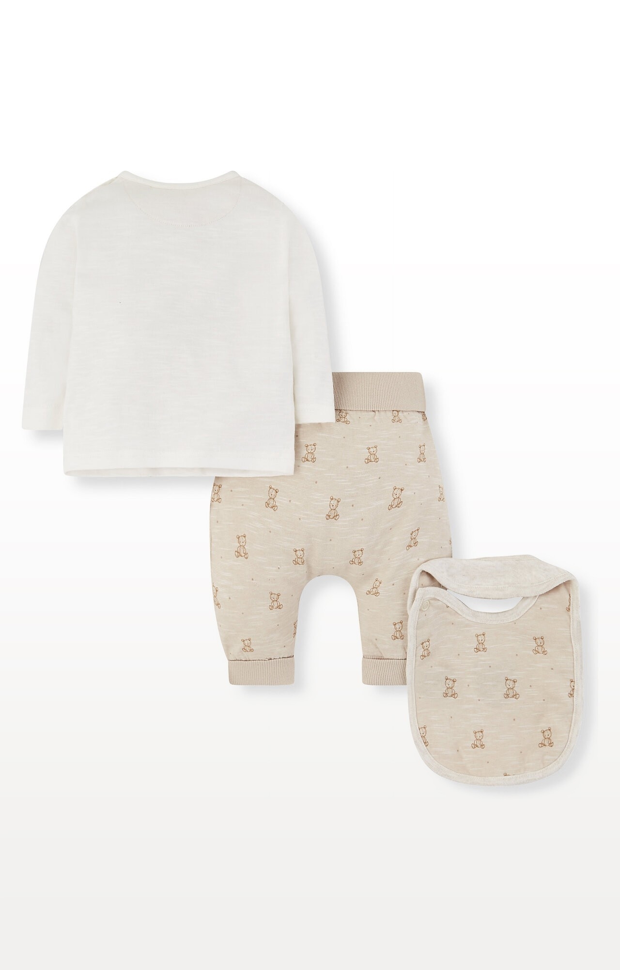 Mothercare | My First Little and Loved Bear Bib, T-Shirt and Joggers Set 1