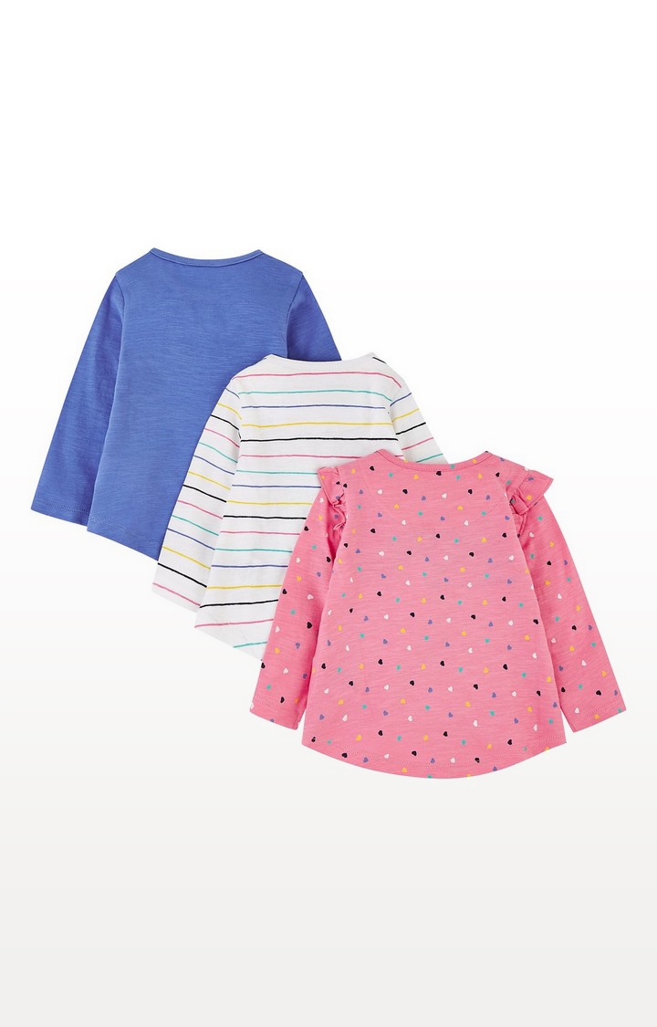 Mothercare | Meow Heart Pink, Blue And Stripe T-Shirts - 3 Pack 1