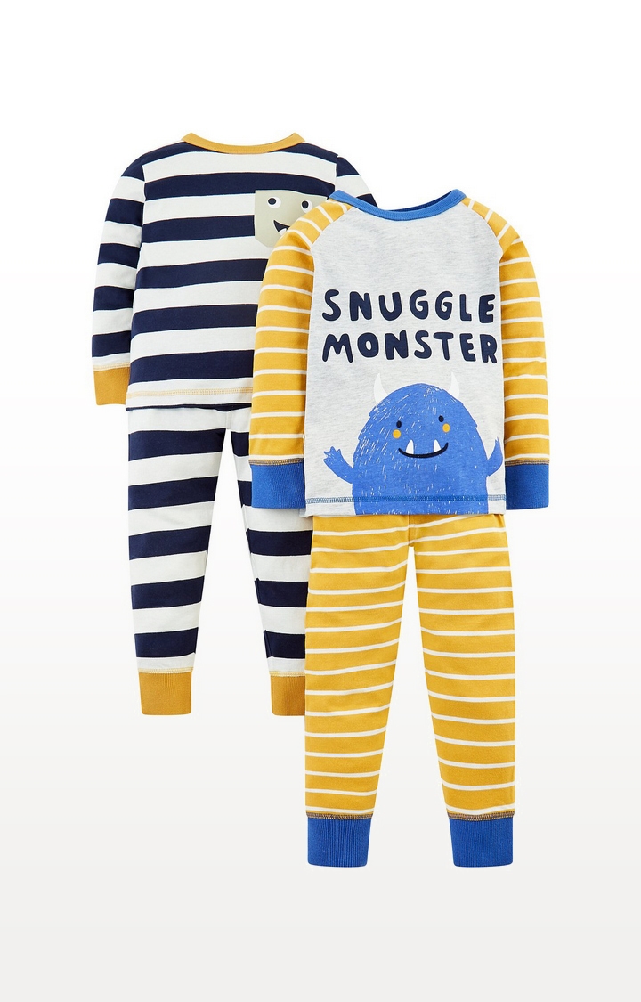 Mothercare | Snuggle Monster Pyjamas - 2 Pack 0