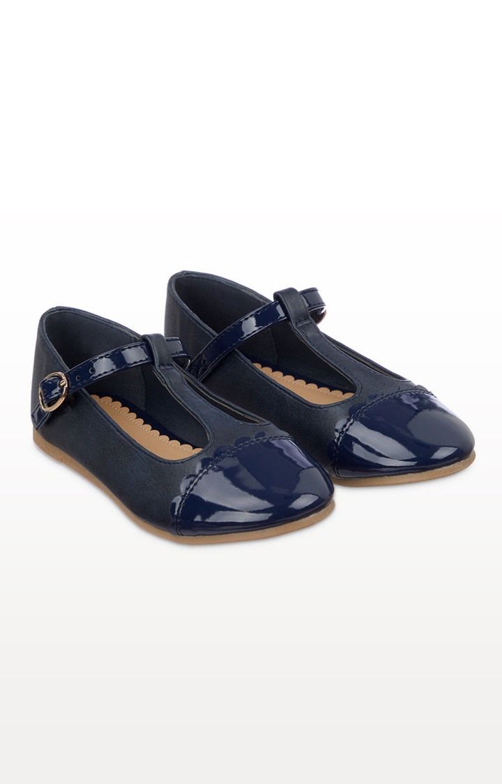 Navy T-Bar Ballerina Shoes