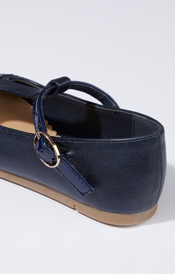 Navy T-Bar Ballerina Shoes