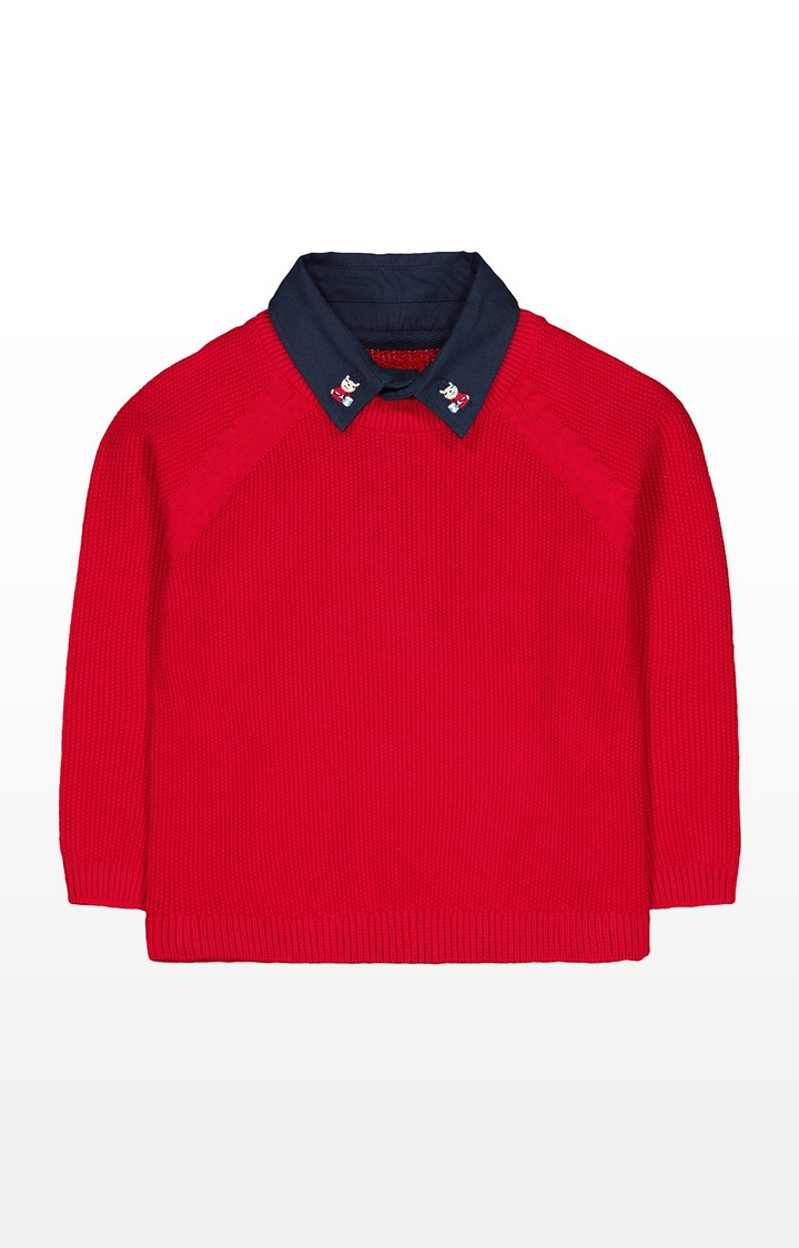 Mothercare | Heritage Red Mock-Shirt Knitted Jumper 0
