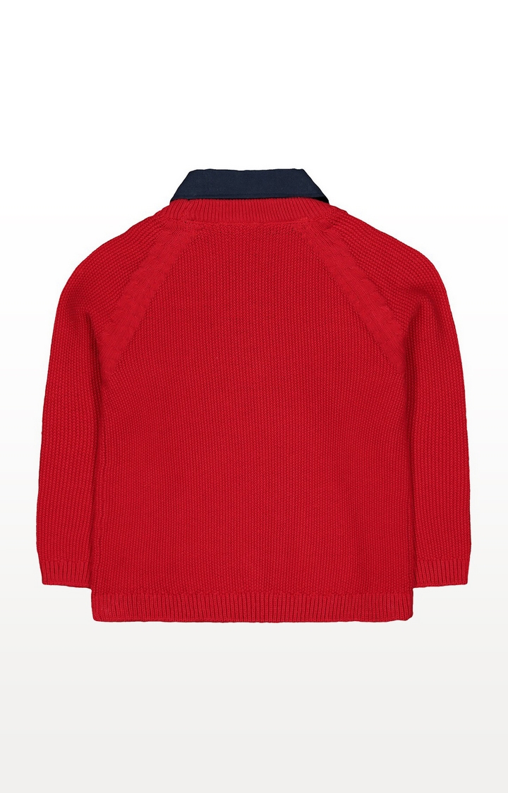 Mothercare | Heritage Red Mock-Shirt Knitted Jumper 1