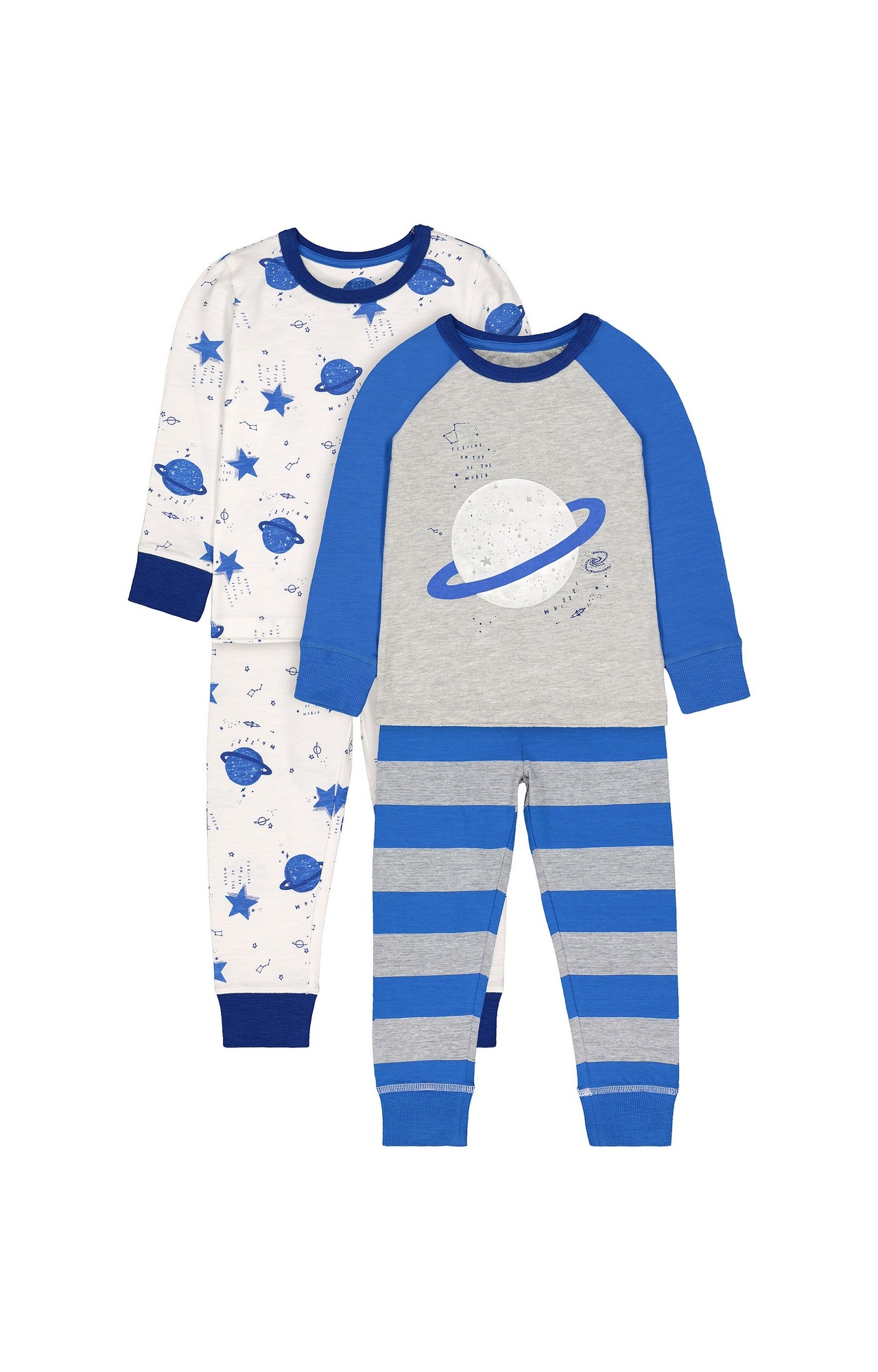 Blue Printed Pyjamas - Pack of 2