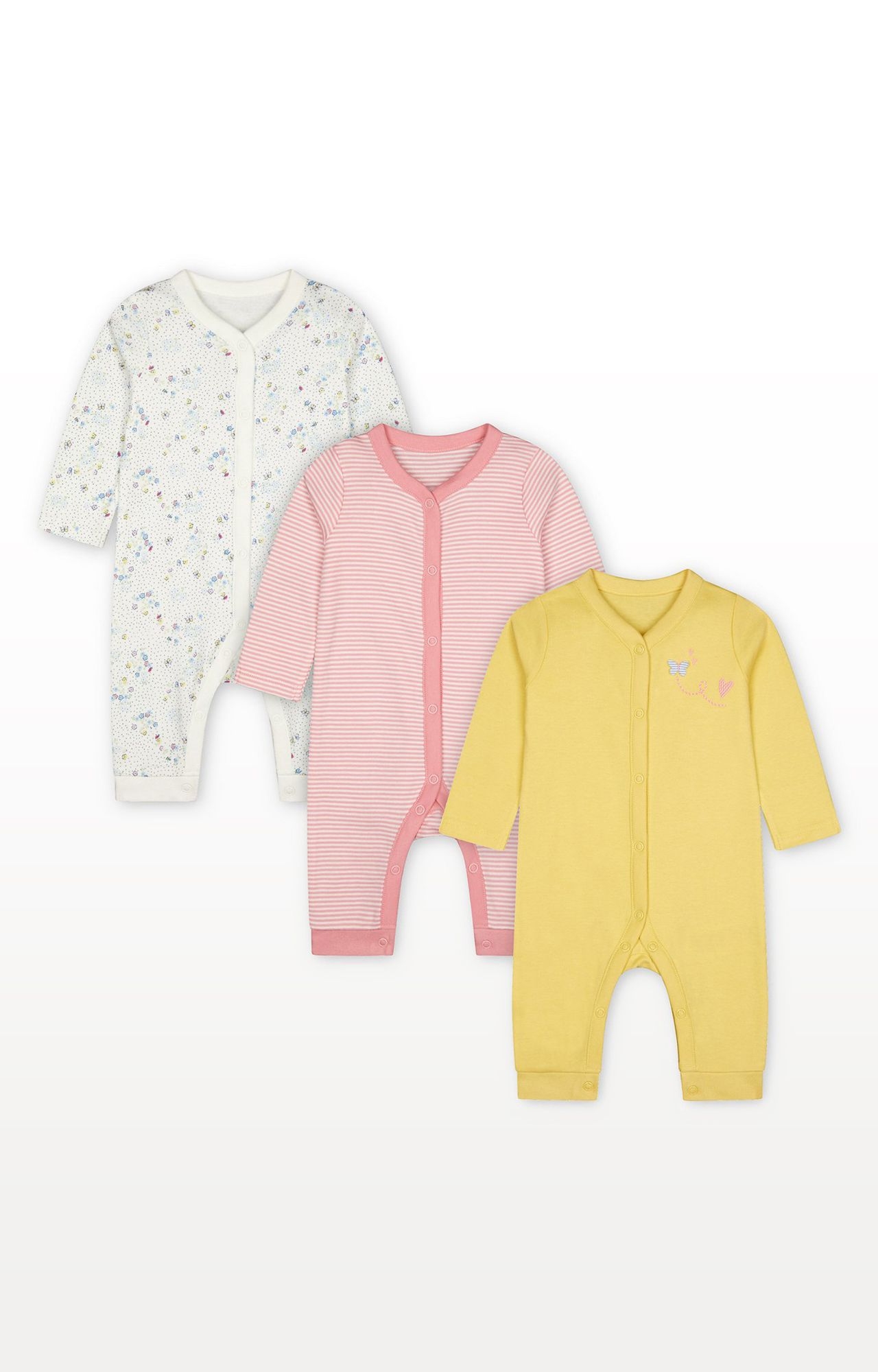 Mothercare | Spring Flower Sleepsuits - Pack of 3 0
