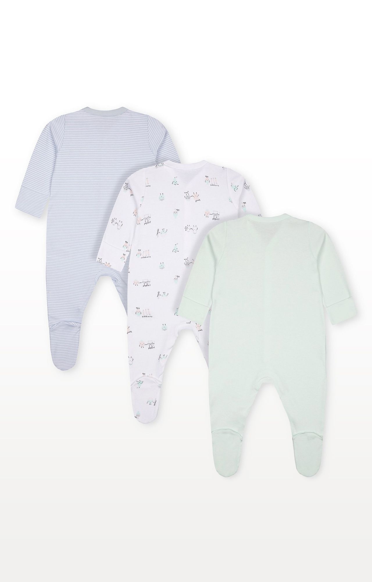 Mothercare | Breakfast Buddies Sleepsuits - Pack of 3 1