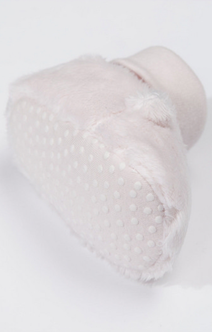 Mothercare | Fluffy Pink Baby Socktop Booties With Ears 2