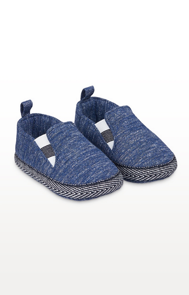 Mothercare | Blue Marl Jersey Pram Shoes 0