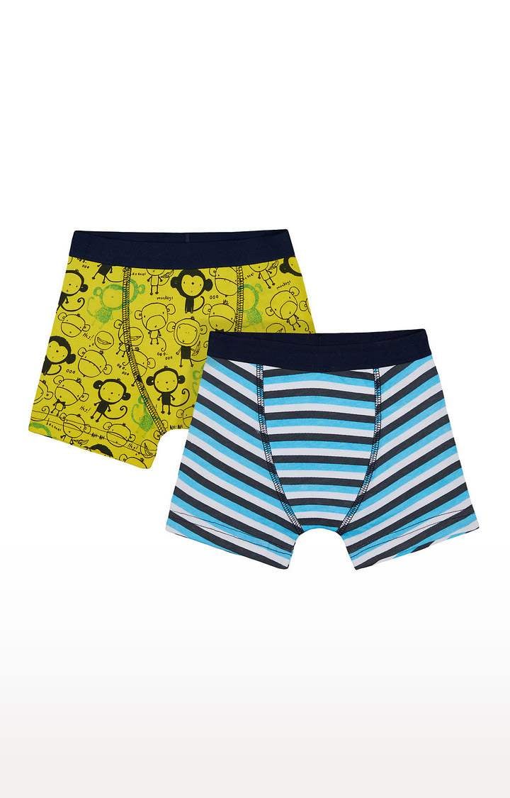Yellow and Blue Printed Briefs - Pack of 2