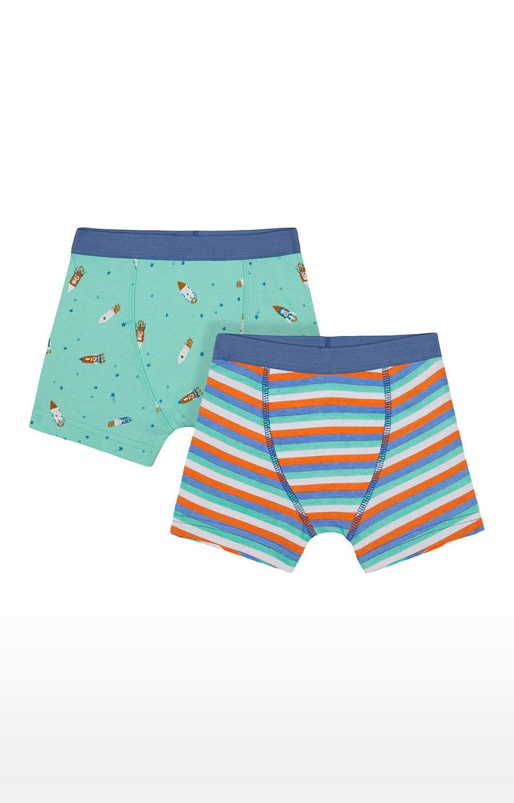 Sea Green and Blue Printed Briefs - Pack of 2