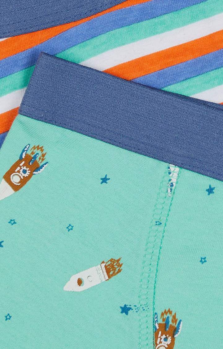 Sea Green and Blue Printed Briefs - Pack of 2