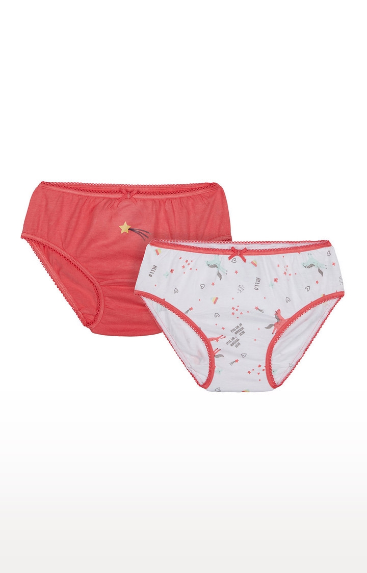 Mothercare | Orange and White Printed Panties - Pack of 2 0