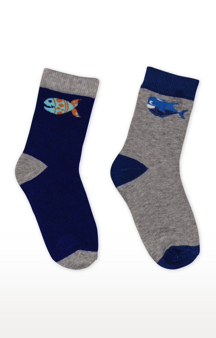 Blue and Grey Melange Socks - Pack of 2