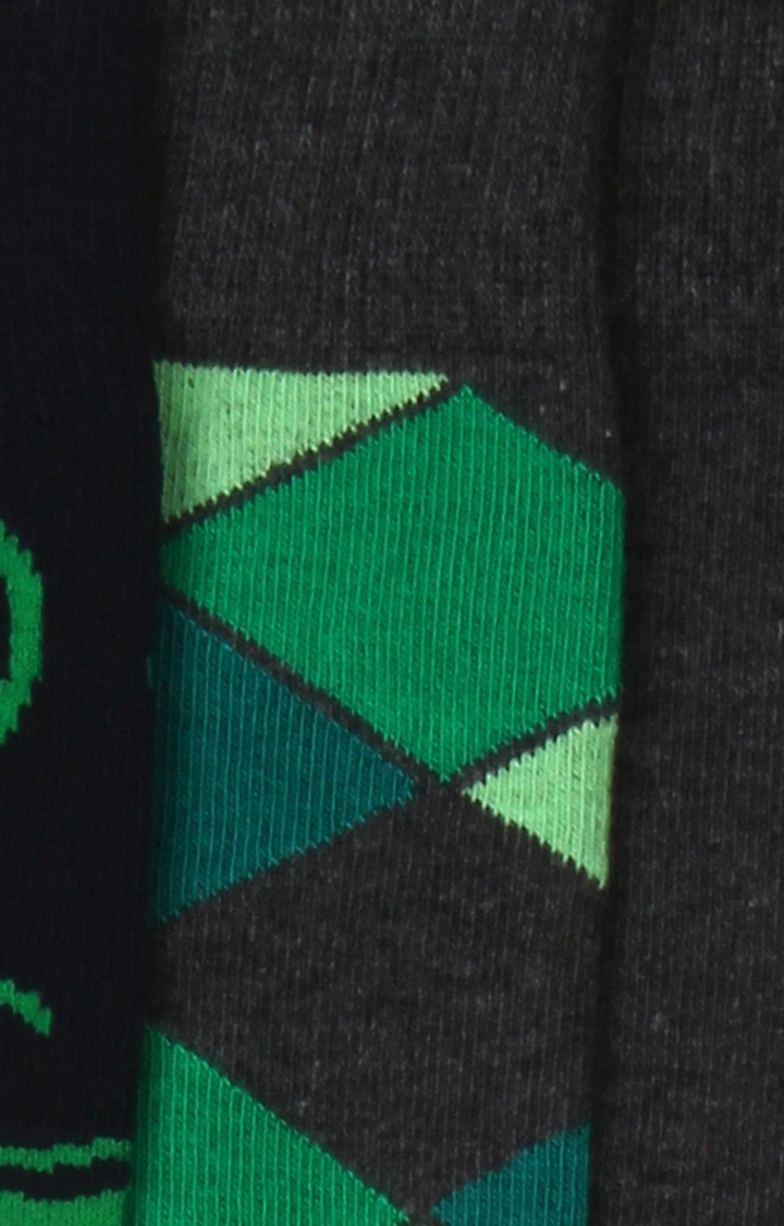 Soxytoes | Green and Grey Printed Socks - Pack of 3 3