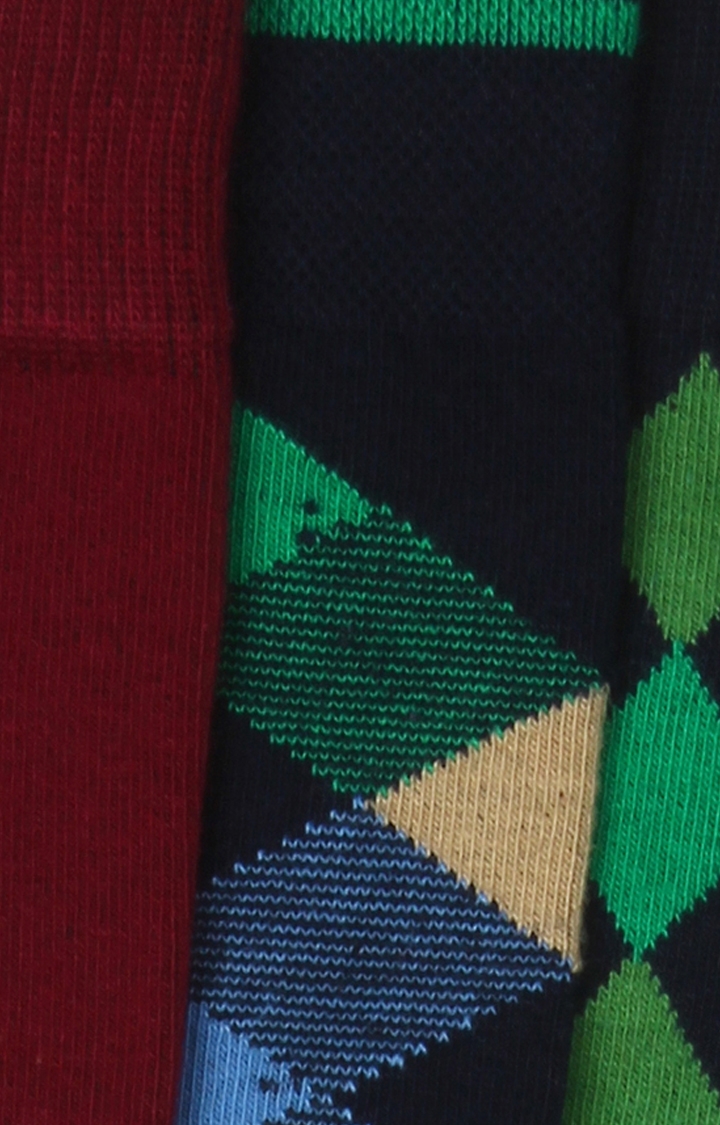 Soxytoes | Green, Navy and Maroon Printed Socks - Pack of 3 3