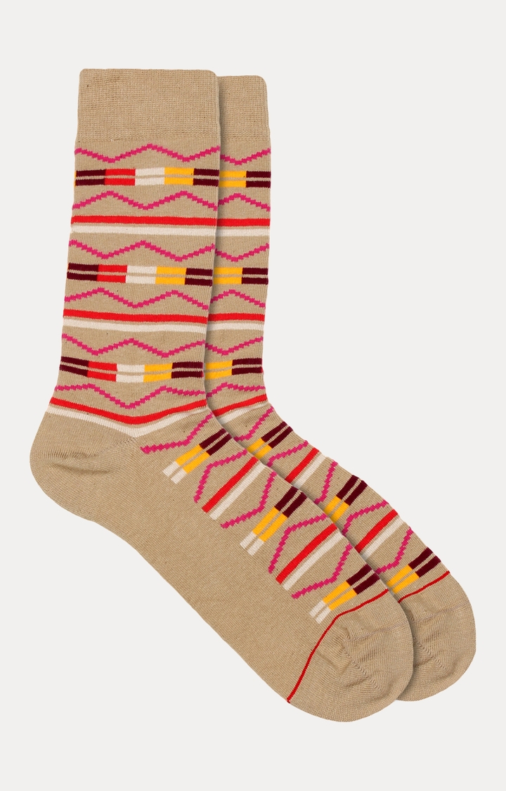 Soxytoes | Beige Striped Socks 0
