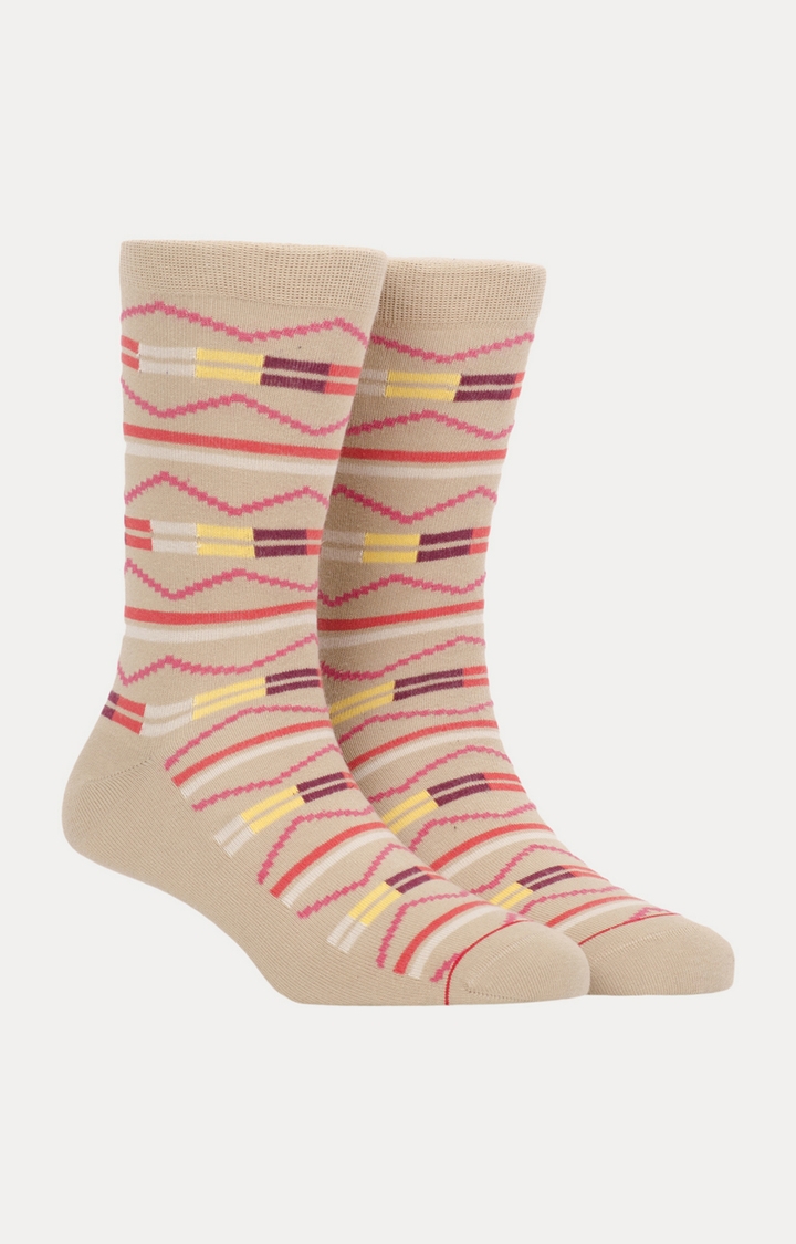 Soxytoes | Beige Printed Socks 0