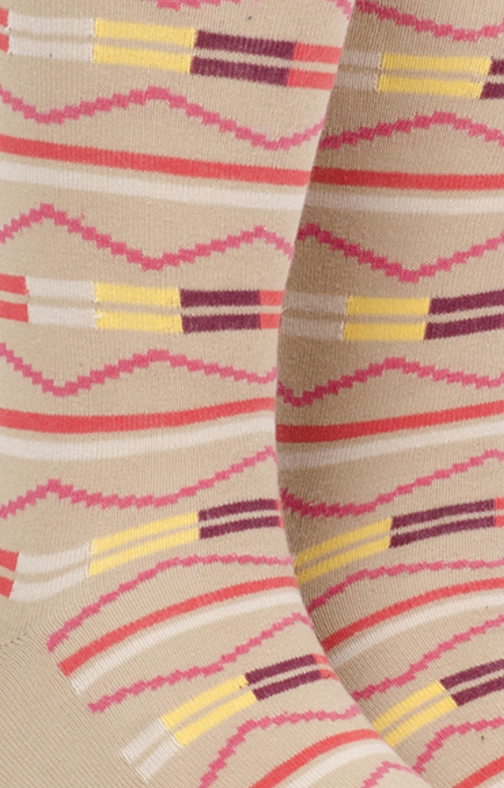 Soxytoes | Beige Printed Socks 1