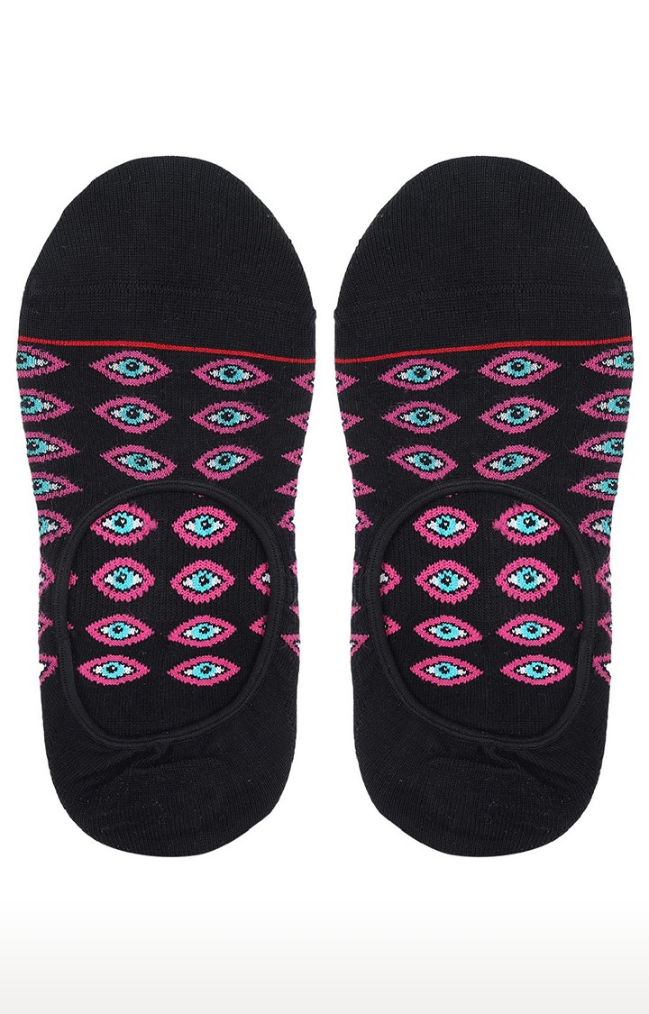 Soxytoes | Eyes On You Black No Show Cotton Shoe Liners Casual Socks 0