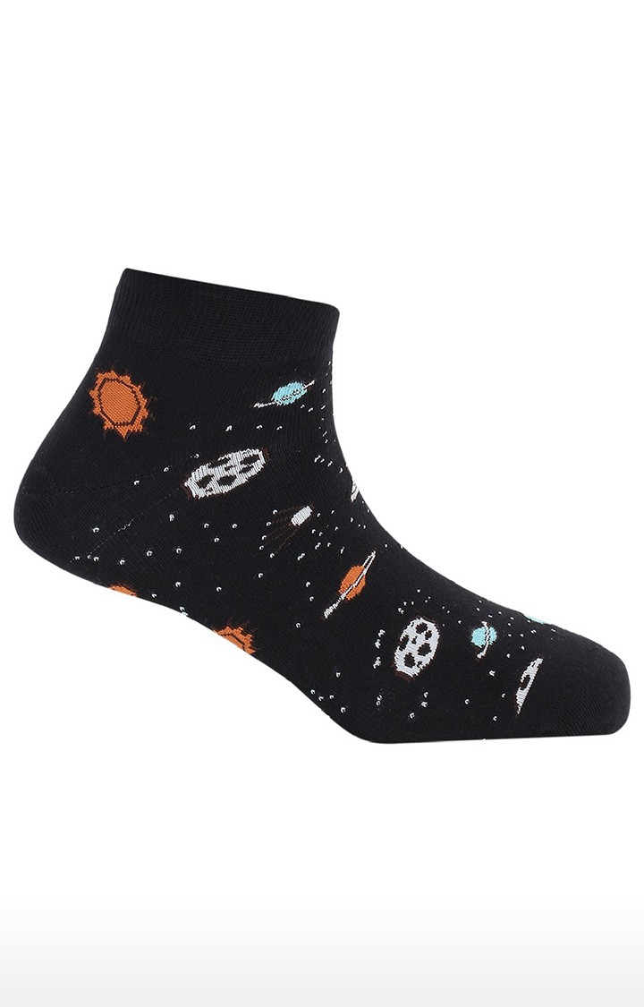 Soxytoes | Spaceman Black Cotton Ankle Length Unisex Casual Socks 0