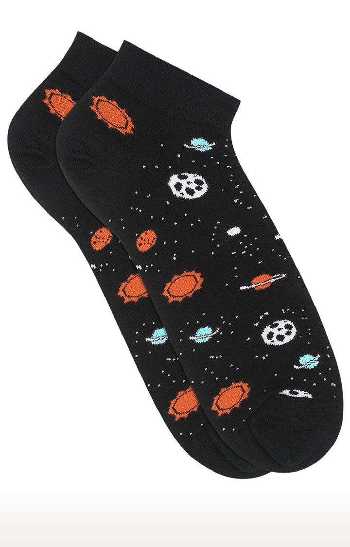 Soxytoes | Spaceman Black Cotton Ankle Length Unisex Casual Socks 1