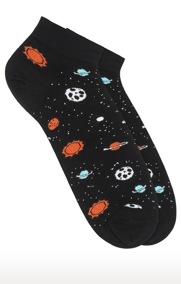 Soxytoes | Spaceman Black Cotton Ankle Length Unisex Casual Socks 2
